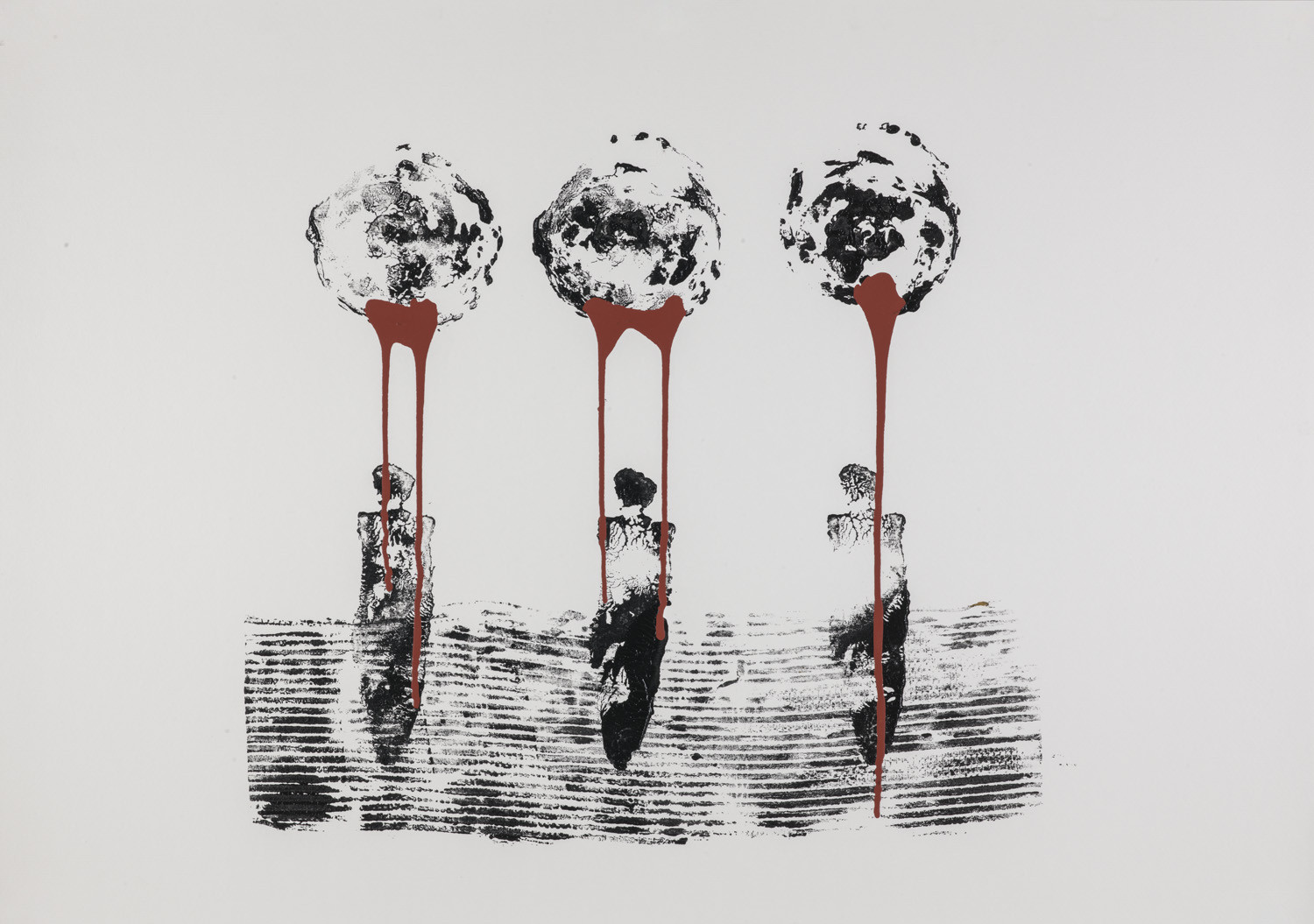לכל חייל יש ירח, דפוס מונוטייפ, 2019 | עוזי עמרני